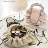 PURDORED 1 Pc nouvelle mode femmes cordon sac cosmétique voyage grand sac de rangement de toilette en cuir souple maquillage beauté pochette Q231108