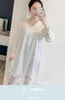 Mulheres sleepwear 2023 coreano sexy mulheres nightwear manga longa renda princesa outono seda chemise mancha camisola rosa plus size nighties