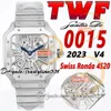 TWF V4 0015 Orologio da uomo Swiss Ronda 4S20 Quarzo analogico meccanico Quadrante scheletrato Marcatori romani Interruttore rapido Bracciale in acciaio Super Edition trustytime001Orologi