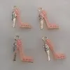 Charms 10 stycken Emalj High Heels Charm Make Women's Shoes Pendant Halsband Keychain Diy Jewelry Wholesale 20x15mm