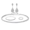 Rhinestone Crystal Teardrop Design Wedding Bridal Jewelry Set Silver Plated Women Choker Necklace Earrings Set