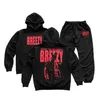 Chris Brown Under the Impact Tour 2023 Breezy Merch Casual Tracksuit 2 -częściowy zestaw bluzy z kapturem i spodnie SUP SPORTSWEAR