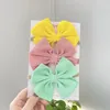 Saç aksesuarları 3pcs/set sevimli pamuklu macaron renk yaylar çocuklar için çocuklar için bebek tatlı bowknot elastik saç bandı başlıklar