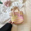 Shoulder Bags PU Woven Tote Bag Contrast Bucket Bag Waterproof Ligtweig Bag Large Capacity andbag For Womencatlin_fashion_bags