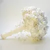 Flores decorativas lindas em estoque fita marfim deslumbrante pérolas frisadas buquê de noiva buquês de casamento da dama de honra ramo de novia by53