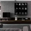 Armário de TV de alto brilho com laca preta moderna modular de placas decorativas com design de prateleiras de parede