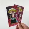 Warheads Edible Mylar Packaging Påsar Chewy Cubes Wowheads 3 Sidseglet Dragkedja Luktbevis i Stock Higkl