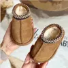 Crianças criança tazmans chinelos tazz sapatos de bebê pele de castanha slides pele de carneiro shearling inverno mules deslizamento de lã quente pouco grande botas de algodão