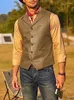 Herrtröjor Slim Fit Pu Leather Vest Single-Breasted Waistcoat