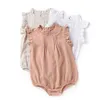 Rompers roupas de bebê nascida no macacão de macacão com babados com babados de bebê