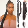 Ponytails Long Straight Braided Ponytail Wrap Around Hair Extensions DIY 85cm Natural Black Blonde Braid Synthetic Hairpieces For Women 230407