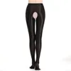 Women Sexy Open Crotch Pantyhose Glossy Wetlook High Waist Exotic Tights Oily Shiny Smooth Hiny Leggings Pants 8 Colors