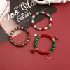 Strand Fashion 3pcs أساور عيد الميلاد مجموعة للنساء الرائعة المصنوعة يدويًا حبات سانتا كلوز زخرفة هدية