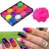 12 Boxesset Fluorenszenz Nägel Pulver farbenfrohe Glitzern Nagelpulver Sommerflocken Staub Nagelkunst Dekorationen3910514