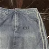 Ensemble deux pièces pour femmes, jupe en jean brodée avec lettres de styliste, ensemble de mode, jupe portefeuille Slim Fit