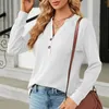 Women's Blouses Long Sleeve V Neck Button Knitted Women Blouse Autumn Loose Casual Daily Shirts Plus Size Pullover T Shirta Office Blusa