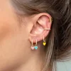 Boucles d'oreilles créoles bijoux fantaisie coeur coloré émail cristal pour femmes breloque CZ cercle géométrique Cartilage Huggie