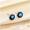 Stud Evil Eye Vintage Lucky Turkse Stud Oorbellen voor vrouwen Regenboog Emaille Kristal Ronde Party Bruiloft Paar Sieraden Toegang Dhgarden Dh249