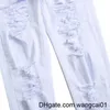 Men's Jeans Men's White Jeans Fashion Hip Hop Ripped Skinny Men Denim Trousers Slim Fit Stretch Distressed Zip Men Jean Pants High Quality 0408H23