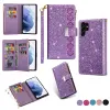 Glitter Magnetyczna torba do portfela dla Samsung Galaxy S23 Ultra S22 S21 S20 Plus S20 S21 Fe Uwaga 20 S10 PU Flip skórzana uchwyt Bling Case