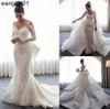 Party Dresses 2 Pieces Luxury Wedding Dresses Detachab Train 2022 Egant Long Seve Mermaid White Bride Dress Boho robe de mariee sukienki 0408H23