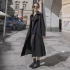 Women's Trench Coats Fashion Black Windbreaker Clothing 2023 British Slim Loose Lace Up Spring Autumn Long Belt Overcoat 145