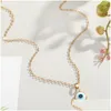 Colliers inspirés bijoux couleur or chaînes de clavicule oeil pendentif colliers Boho éthique turc mauvais yeux collier Fo Dhgarden Dhjbr