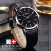 Kingnuos marca moda simples elegante relógio de cinto masculino e feminino