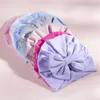 Neonate Ragazzi Turbante in cotone Cappello Bowknot Bambino Bambini Avvolgere la testa Berretto neonato Tinta unita Berretto per cofano infantile Accessori per capelli