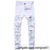 Men's Jeans Men's White Jeans Fashion Hip Hop Ripped Skinny Men Denim Trousers Slim Fit Stretch Distressed Zip Men Jean Pants High Quality 0408H23