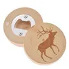 Blank DIY Wooden Round Shape Bottle Opener Coaster Fridge Magnet Decoration Beer Bottle Opener LLD10780