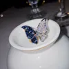 Zircon bleu papillon anneau luxe brillant fête anneau pour les femmes creux ouvert réglable anneaux mode bijoux cristal cadeau