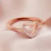 Кольца кластера с полым сердцем и стразами для женщин, романтическое кольцо в форме бохо, кубический цирконий, геометрический кристалл, ювелирные изделия, подарок