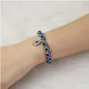 Bracelets de charme Turc Bleu Evil Eye Bracelet Palm Charms Résine Ronde Perle Chanceuse Souhaitant Cordon Élastique Chaîne Dames Charme Je Dhgarden Dhesg