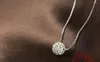 I pendenti vendono design semplice Una palla di strass Argento sterling 925 Collane a catena corta da donna Goccia anallergica da donna