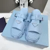 Designers Sandals Slippers Women Snow Pink Light Blue foam Rubber sole Light thick Slippers Triangle Metal Slippers Summer Vintage Beach Sandals Slides