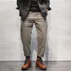 Pantaloni da uomo retrò in twill tessuto pesante casual in puro cotone lavato vecchi pantaloni dritti affusolati