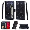 Wallet Glitter Zipper Flip Leather Case For iPhone 15 14 Pro Max 13 Mini 12 11 X XR XS SE 8 7 Plus Card Holder Magnetic Stand Protective Cover with lanyard Strap