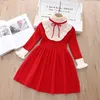 Girl's Dresses Girls Red sweater dress Autumn Winter Fashion children's dress 1-6 little girl Cotton line knitted Escape Princess dress 231108