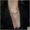 Sautoirs Punk Chunky Épais Chaîne En Acier Inoxydable Collier Ras Du Cou Goth Gothique Imprimé Court Clavicule Colliers Collier Bijoux Drop Deli Dhwbe