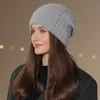 Beanie / Skull Caps Chapéu de inverno para mulheres Beanie Chapéu Mistura de pele de coelho Moda Strass Grosso Chapéu Quente Feminino Casual Proteção de Orelha Chapéu de Malha 231108