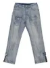 Men's Jeans Trendy Large Pockets Denim Cargo Pants Streetwear Skateboard Fashion Designer Spliced Slit Full Length Baggy Men 231108