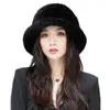 Berets Mink Hat Female Winter 2023 Tide Fisherman Fashion Wild Top 따뜻한 귀 보호 모피의 한국 버전