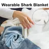 Sleeping Bags Shark Sleeping Bag Kids Shark Blanket Cartoon Flannel Oversized Hooded Children Animal Lazy Sleepsacks Onesie for Christmas Gift 231108