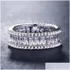 Anneaux De Bande De Haute Qualité Rond Zircon Anneau Pour Les Femmes De La Mode 3 Couleurs Strass Fiançailles Délicat Couple De Mariage Saint Valentin D Dh4Fu