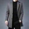 Jaquetas masculinas 2024 roupas de marca inverno cashmere xadrez jaquetas homens inteligente casual moda único breasted oversized trench coat S-4XLzln231108