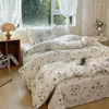 Ensembles de literie coton doux ensemble fleurs de printemps housse de couette ferme fleur botanique réversible couette drap de lit 2 taie d'oreiller