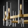 Ljuskronor American Retro Gold LED Clear Glass Chandelier Lighting Hanging Lamps Luster Suspension Lumtaire Lampen för matsal