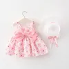 Fille robes Boutique vêtements pour enfants été bébé arc robe à carreaux mode mignon infantile sans manches Floral bambin Costume vêtements