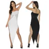 Casual Dresses Summer Sexy Axless Beach Bodycon Party Women Holiday Hollow Out Rygglös Off Shoulder Oregelbul Split Maxi Dress